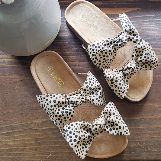 cheetah slide on sandals