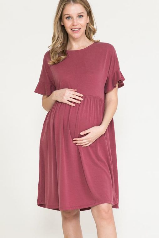 maroon maternity dress with pockets
